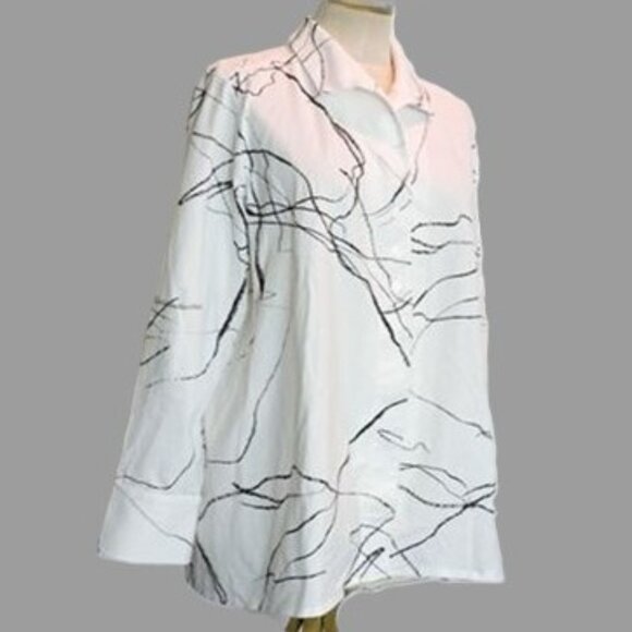 Wynne Layers Button-up White and Black Blouse Size US L - Picture 2 of 7